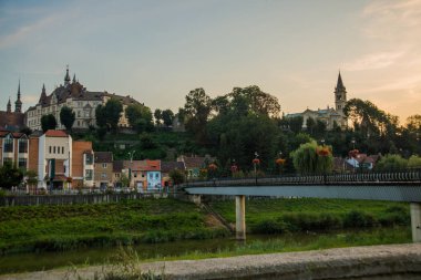 Sighisoara, Romanya: Ortaçağ Sighisoara kenti, Transilvanya ve Romanya 'nın panoramik manzarası
