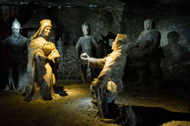 Wieliczka, Polonya: Polonya 'nın güneyindeki Wieliczka kasabasındaki Wieliczka Tuz Madenindeki Tuz Heykelleri, Unesco Dünya Mirası