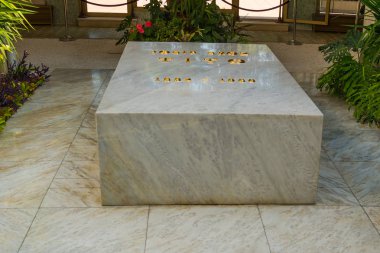 BELGRADE, SERBIA: House of flowers. Photo of tomb of Josip Broz Tito in the mausoleum. House of flowers. clipart