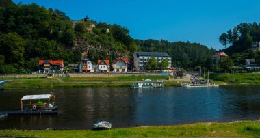 Kurort Rathen, Germany: Beautiful landscape with bastey rocks in the national Park Saxon Switzerland.