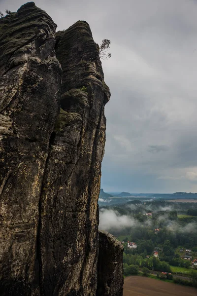 National park Saxon Switzerland, Germany: Beautiful View from viewpoint of Bastei — 图库照片