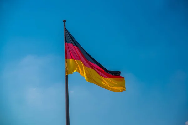 Silky flag of Germany flying in the wind — Stock Photo, Image