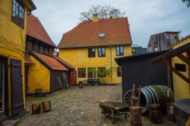 Odense, Danimarka: Odense 'deki kaldırımlı sokaklardaki eski evler, Hans Christian Andersen şehri