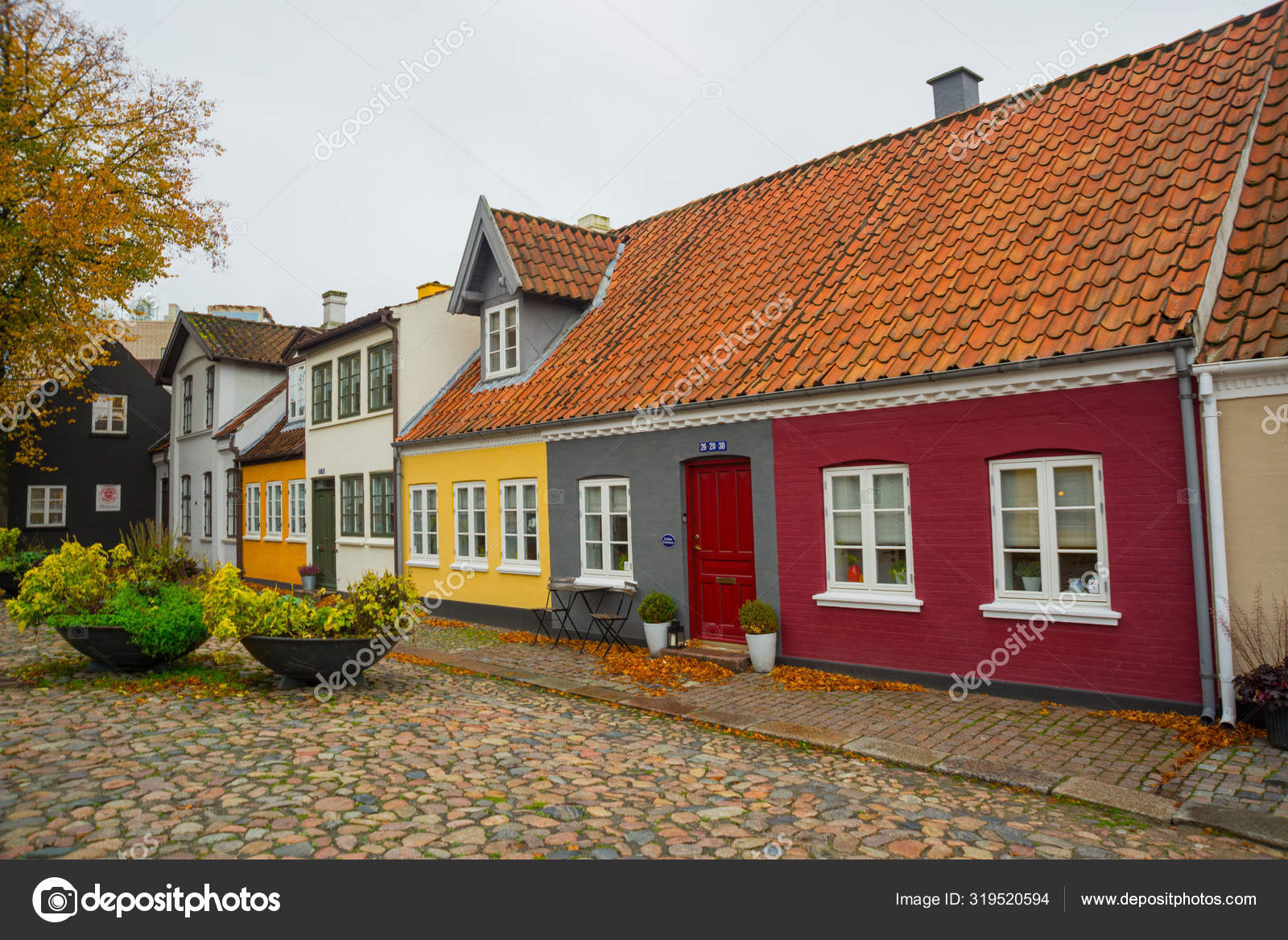 Odense Denmark Old Homes In Cobbled Streets In Odense The City Of Hans Christian Andersen Stock Photo By C A1804