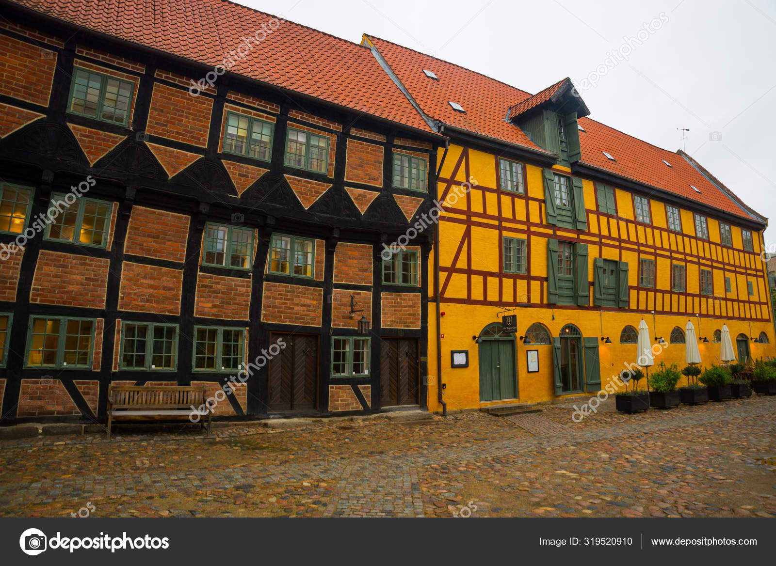 Odense Denmark Old Homes In Cobbled Streets In Odense The City Of Hans Christian Andersen Stock Photo By C A1804