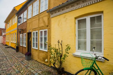 Odense, Danimarka: Odense 'deki kaldırımlı sokaklardaki eski evler, Hans Christian Andersen şehri