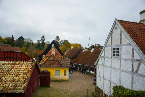 Aarhus, Dánsko: Staré město v Aarhusu. Staré Město je populární mezi turisty, jak to ukazuje tradiční dánské architektury — Stock fotografie