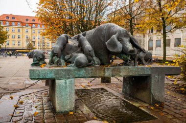 Aarhus, Denmark: The well of pigs was made by the sculptor Mogens and was donated to Aarhus