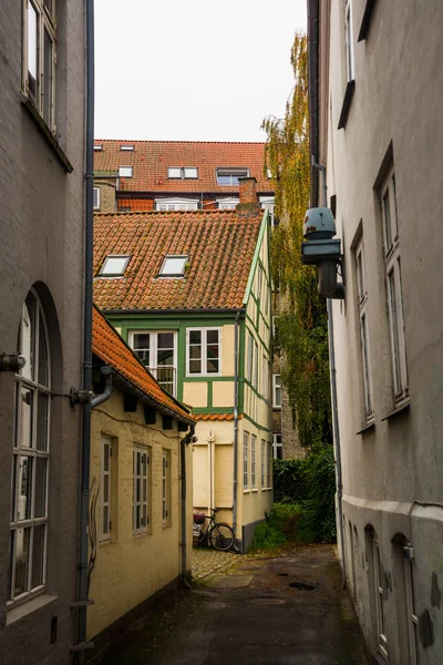 Aarhus, Dánsko: Krásné budovy v historickém centru města. — Stock fotografie