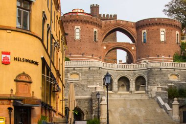 Helsingborg, İsveç: Helsingborg 'da bir gözetleme kulesine giden ortaçağ kapısı