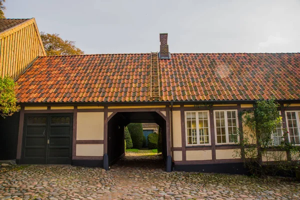 Helsingborg, Sweden: Traditional houses in the historical center. Tourists traveling and visiting the famous attractions in Helsingborg