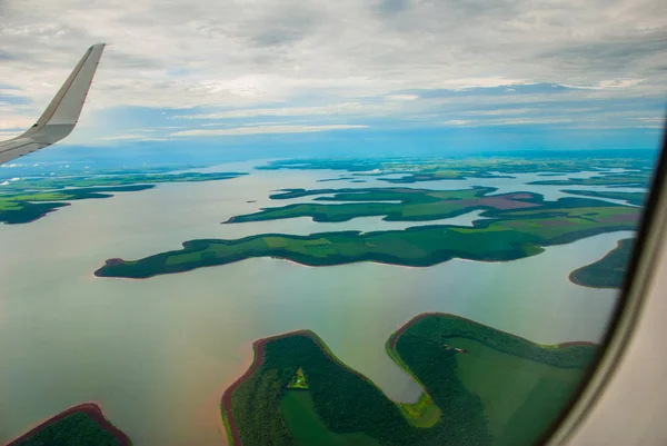 Manaus, Amazonas, Brasile: Vista dall'alto del fiume. Belle terre — Foto Stock