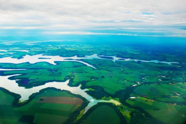 Manaus, Amazonas, Brezilya: nehrin üst görünümü. Güzel topraklar