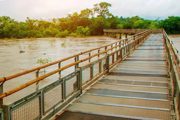 The road leads to the waterfall. Iguazu Waterfalls, Argentina. U — Stock Photo, Image