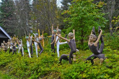 PARIKKALA, FINLAND - SEPTEMBER 29, 2013: Sculptures by ITE-artist Veijo Ronkkonen in his sculpture park. Parikkalan patsaspuisto.
