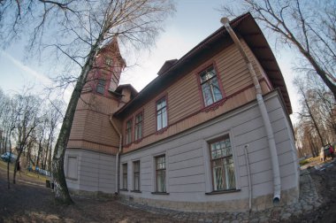 RUSSIA, SAINT PETERSBURG - FEBRUARY 26, 2014: landscape beautiful view of the old classic mansion in Krestovsky island