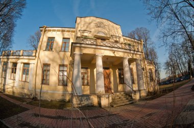 RUSSIA, SAINT PETERSBURG - FEBRUARY 26, 2014: landscape beautiful view of the old classic mansion in Krestovsky island
