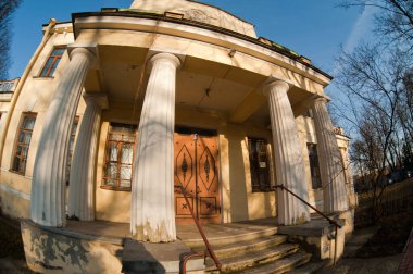 RUSSIA, SAINT PETERSBURG - FEBRUARY 26, 2014: landscape beautiful view of the old classic mansion in Krestovsky island
