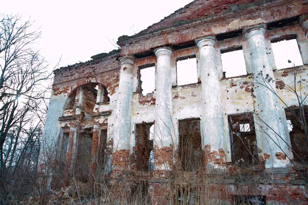 Leningrad Region Russia March 2014 View Destroyed Old Buildings Territory — 图库照片