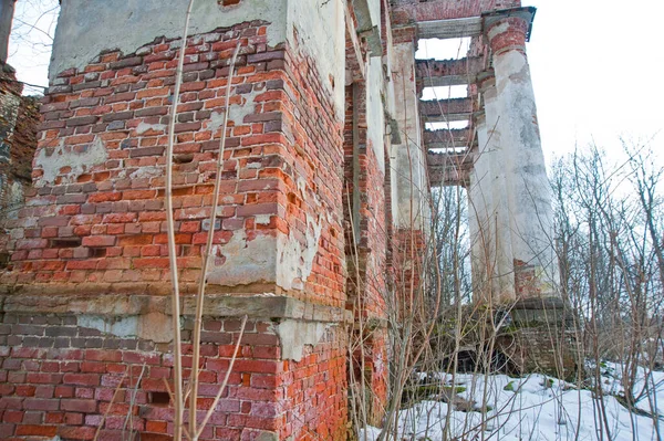 Región Leningrad Rusia Marzo 2014 Vista Los Edificios Antiguos Destruidos —  Fotos de Stock