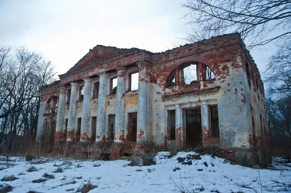 Leningrad Region Russia March 2014 View Destroyed Old Buildings Territory — 图库照片