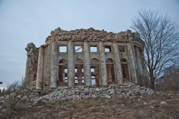 Región Leningrad Rusia Marzo 2014 Vista Las Ruinas Antigua Casa — Foto de Stock