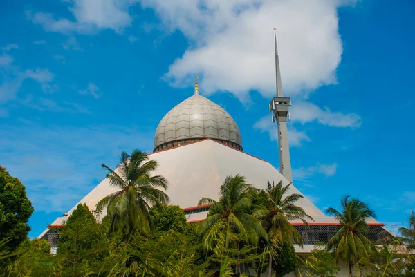 Mosquée Grise Contre Ciel Bleu Été Ville Sandakan Bornéo Sabah — Photo