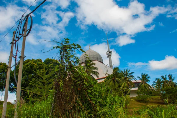 Mezquita Gris Contra Cielo Azul Del Verano Sandakan City Borneo — Foto de Stock