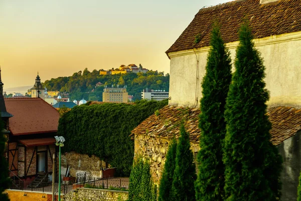 Brassó Erdély Európa Gyönyörű Románia Gyönyörű Táj Város Este Kilátás — Stock Fotó