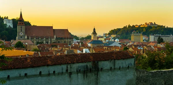 Brasov Transylwania Piękna Rumunia Panoramiczny Widok Centrum Starego Miasta Tampa — Zdjęcie stockowe