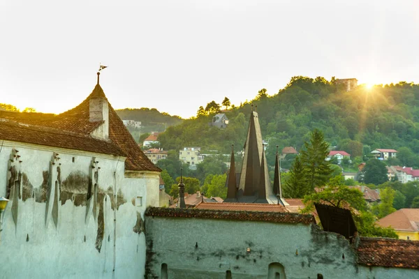 Brasov Tranpennsylvania Europe Beautiful Romania Чудовий Краєвид Міста Ввечері Панорама — стокове фото