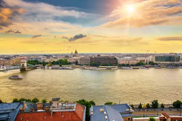 Budapest Hongarije Mei 2019 Prachtig Landschap Van Stad Brug Donau — Stockfoto