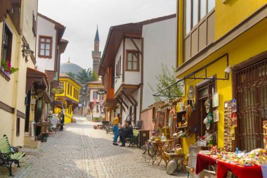 Odunpazari 'den tarihi evler ve caddeler. Eskisehir. Eskisehir Türkiye 'de daha popüler bir turizm arızası.