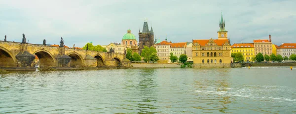 Prague République Tchèque Europe Beau Paysage Surplombant Célèbre Pont Charles — Photo