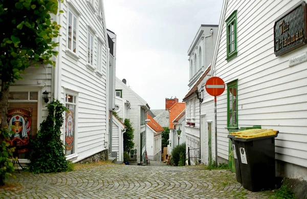 Stavanger Stad Met Straten Met Witte Huizen Noorwegen — Stockfoto