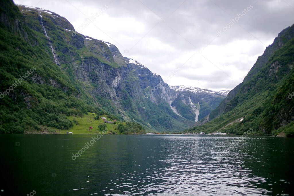 Flam valley among the fjords