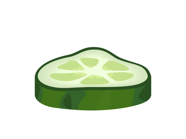 Imagen vectorial de una rebanada de pepino cortada a través. Ilustración de alimentos saludables — Vector de stock