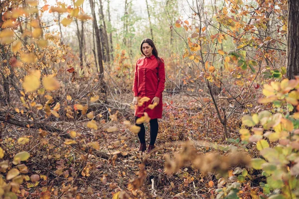 Mujer en el parque de otoño — Foto de Stock