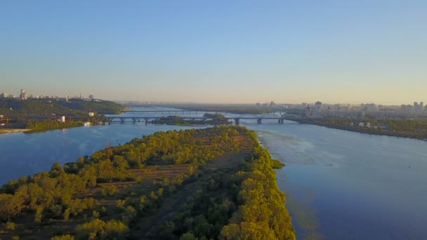 Νησί Velykyy Pivdennyy Εναέρια Άποψη Του Ποταμού Dnipro Αεροφωτογραφία Της — Αρχείο Βίντεο