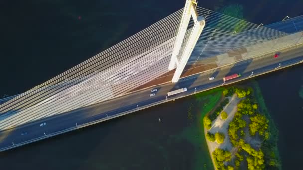 Vista Aérea Del Puente Sur Kiev Ucrania Con Coches Durante — Vídeos de Stock