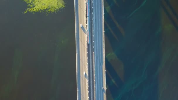 Vista Aérea Del Puente Sur Kiev Ucrania Con Coches Durante — Vídeos de Stock