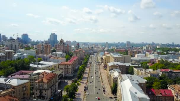 Luchtfoto Van Chresjtsjatyk Street Kiev Oekraïne — Stockvideo