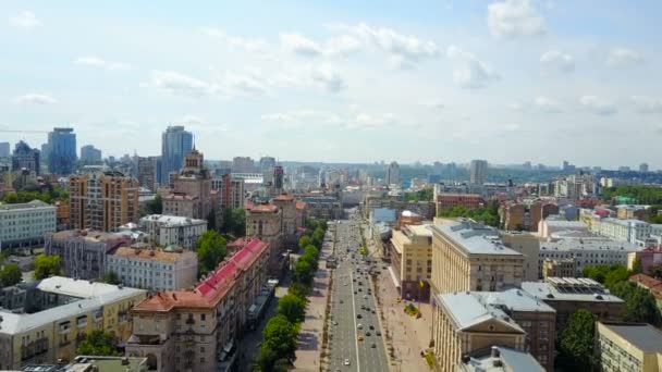Widok Lotu Ptaka Khreschatyk Street Kijów Ukraina — Wideo stockowe