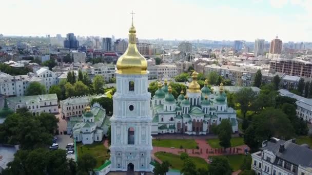 Letecký Pohled Sophia Cathedral Volodymyrska Ulice Kyjev Ukrajina — Stock video