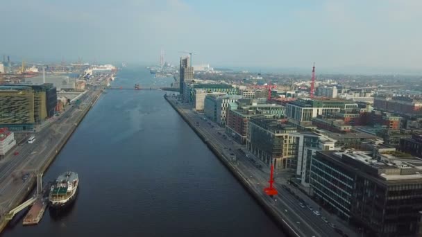 Vista Aerea Del Samuel Beckett Bridge Dublino Irlanda — Video Stock