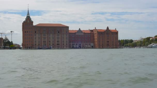 Прекрасний Вид Гранд Канал Човнів Будівель Венеції Італія — стокове відео