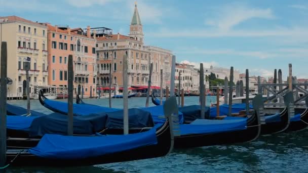 Schöner Blick Auf Venezianischen Kanal Mit Gondeln Und Häusern — Stockvideo