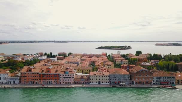 威尼斯大运河与小船和大厦的鸟瞰图 意大利 — 图库视频影像