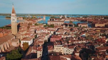 Venedik, İtalya'nın şehir merkezinin hava görüntüleri