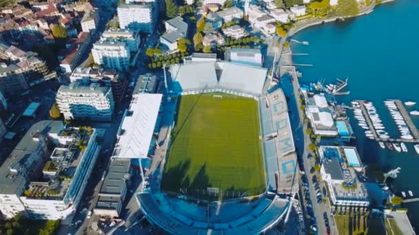 Vista Aérea Estádio Como Perto Lago Como Itália — Vídeo de Stock